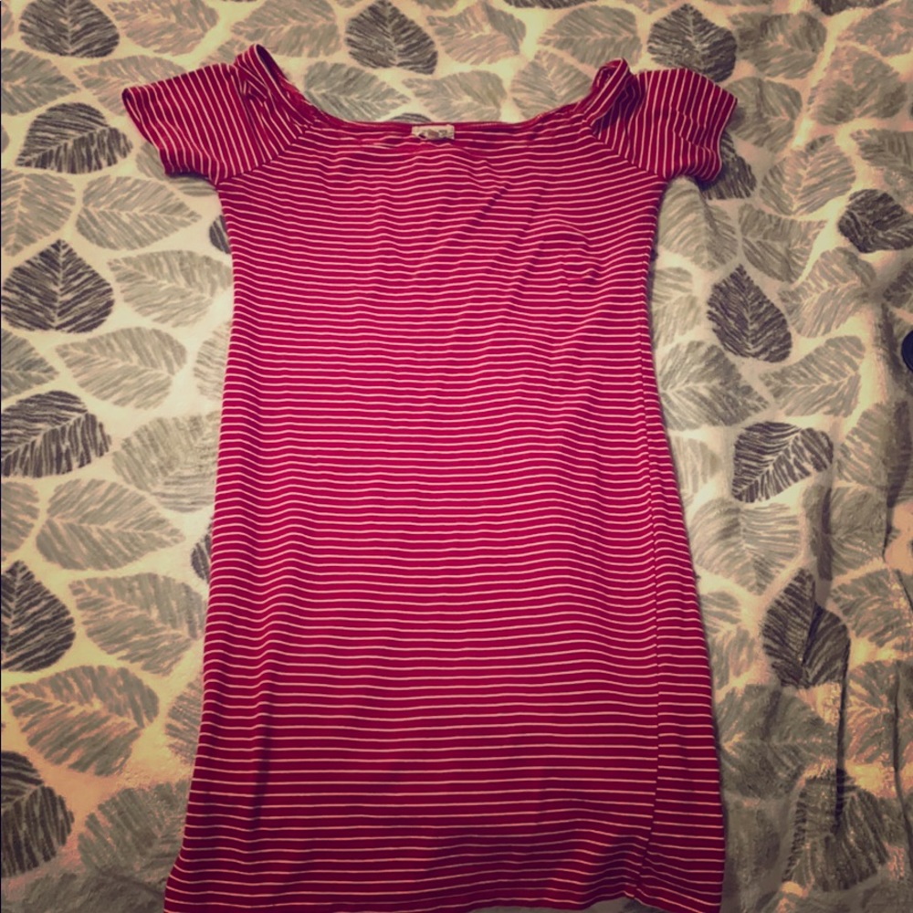 Tight short striped red & white dress!